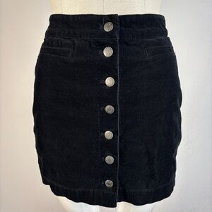 Aritzia Wilfred Free Karmen Black Corduroy Button Front Mini Skirt 2
